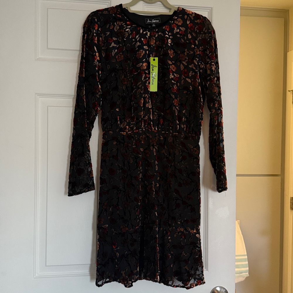 Sam Edelman Black Floral Long Sleeve Dress